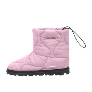 Miu Miu Light Pink Quilted Snow Boots